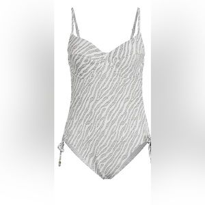 Womens Zebra Jacquard One Piece Swimsuit
